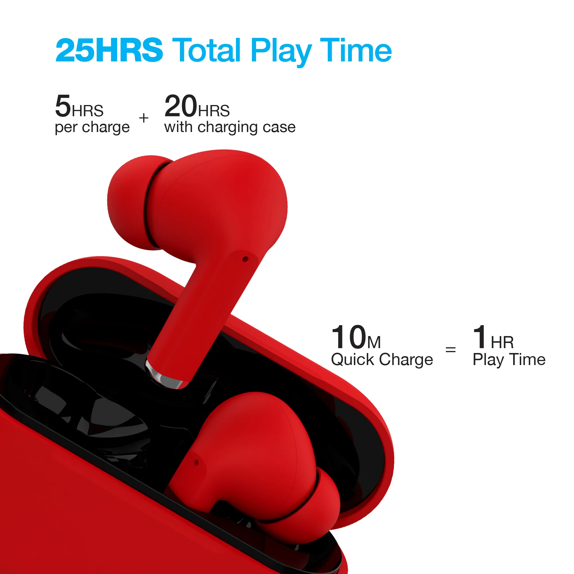 Naztech Xpods PRO True Wireless Earbuds with Wireless Charging Case | Red - Image 4